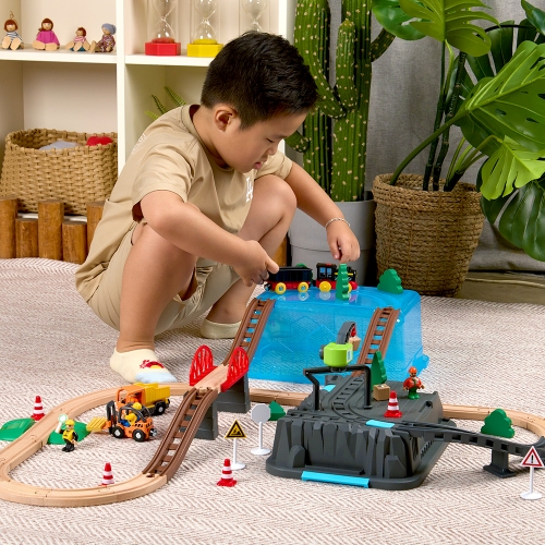 [캐스B]플레이 원목레일기차놀이 공사장(2682)