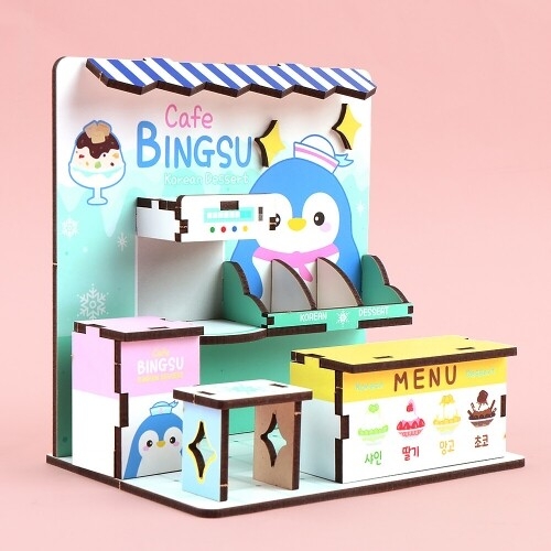 [파스텔클레이] 인쇄 우드 펭귄 눈꽃 과일 빙수 가게 만들기