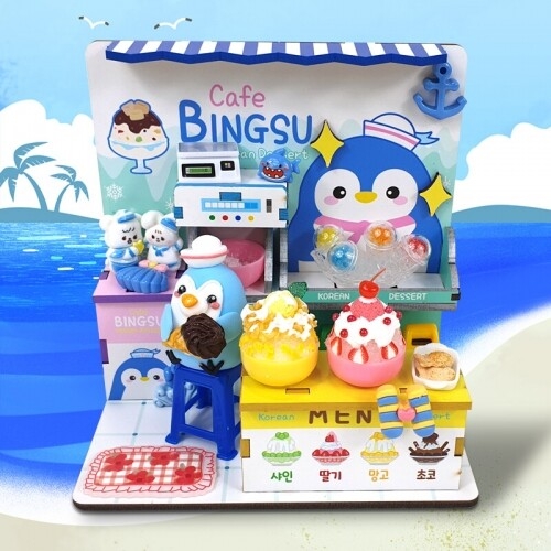 [파스텔클레이] 인쇄 우드 펭귄 눈꽃 과일 빙수 가게 만들기