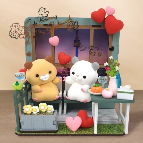 [파스텔클레이] 우드 한국 서울 밤 야경 테라스 만들기