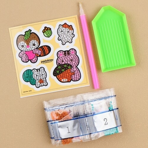 [파스텔클레이]보석십자수 접착식 가을 도토리 다람쥐 만들기