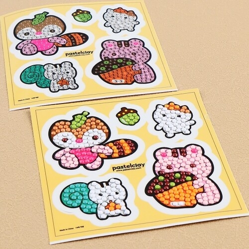 [파스텔클레이]보석십자수 접착식 가을 도토리 다람쥐 만들기