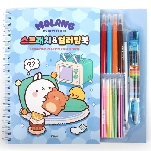 몰랑이 스크래치&컬러링북 색칠세트 색상랜덤 그림그리기 드로잉북세트