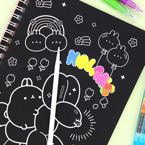 몰랑이 스크래치&컬러링북 색칠세트 색상랜덤 그림그리기 드로잉북세트