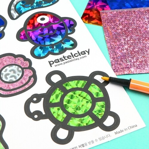 [파스텔클레이] 여름 초등 어린이 돌봄 늘봄 포일 아트 바다 물고기 만들기 키트