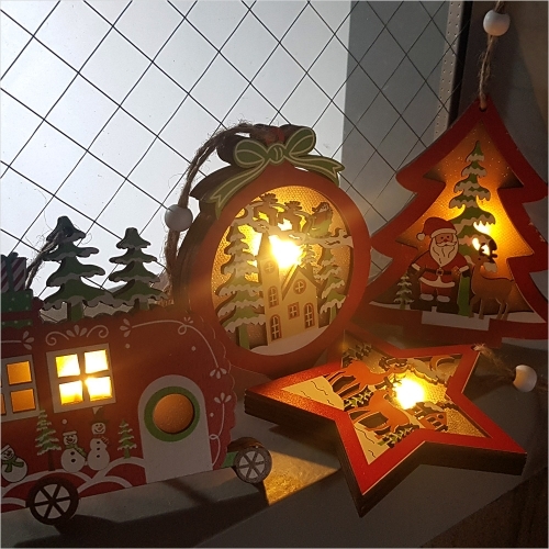 [파스텔클레이]크리스마스 LED 불빛 우드 성탄 장식 만들기