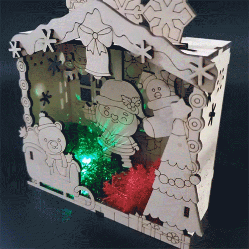 [파스텔클레이] 미니어처 무빙 우드 액자 시어터 크리스마스 하우스 만들기