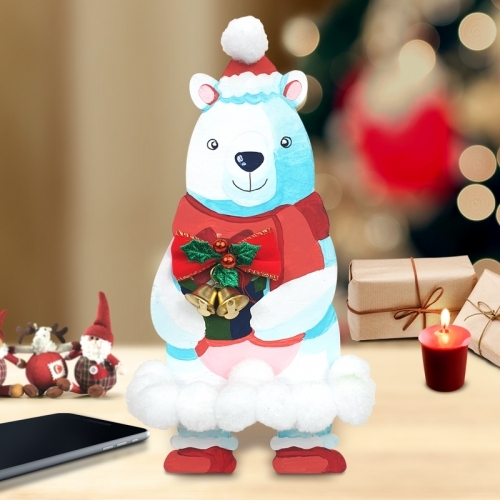 [파스텔클레이] 우드 세로형 겨울 선물 곰돌이 핸드폰 거치대  만들기