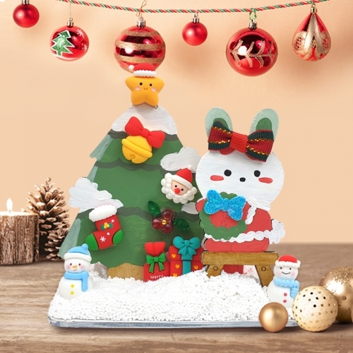 [파스텔클레이] 우드 겨울 토끼 트리 다용도 꽂이 데코  만들기