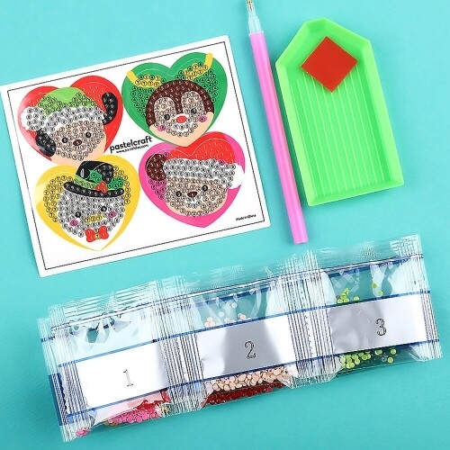 [파스텔클레이] 보석십자수 접착식 크리스마스 하트 동물 만들기