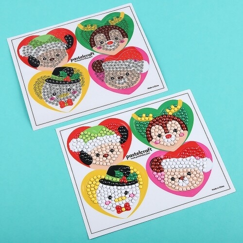 [파스텔클레이] 보석십자수 접착식 크리스마스 하트 동물 만들기