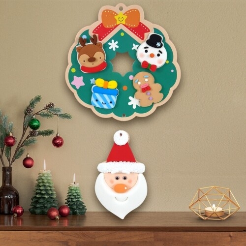 [파스텔클레이] (4세트) 폼보드 크리스마스 리스 오너먼트 모빌 만들기 세트