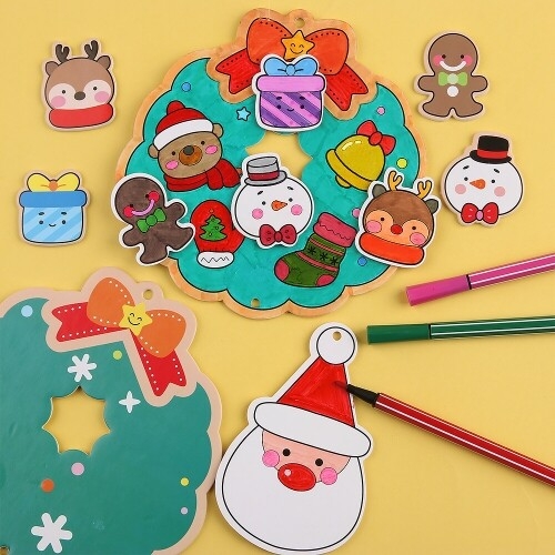 [파스텔클레이] (4세트) 폼보드 크리스마스 리스 오너먼트 모빌 만들기 세트