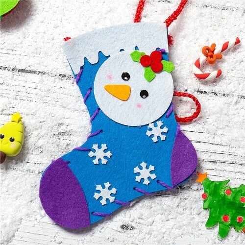 [파스텔클레이] 펠트 크리스마스 눈꽃 양말 선물 주머니 만들기