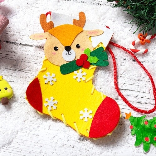 [파스텔클레이] 펠트 크리스마스 눈꽃 양말 선물 주머니 만들기