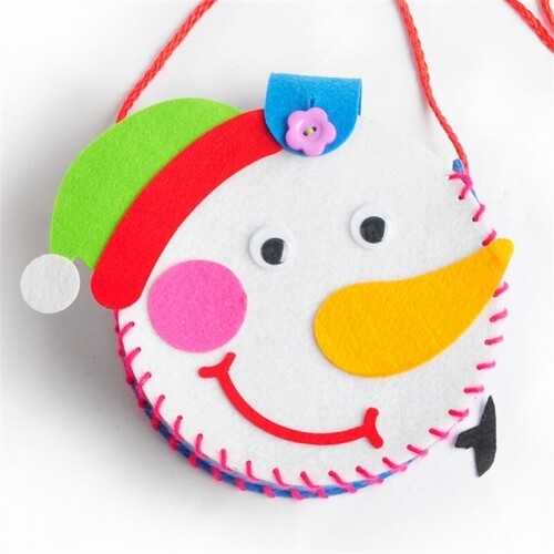 [파스텔클레이] 부직포 크리스마스 얼굴 단추 가방 만들기