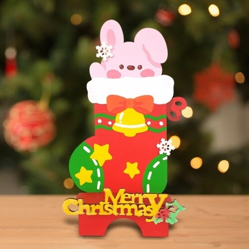 [파스텔클레이] 우드 세로형 겨울 양말 토끼 핸드폰 거치대 만들기