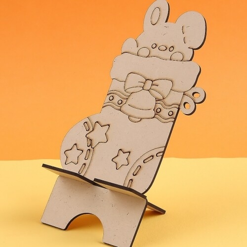 [파스텔클레이] 우드 세로형 겨울 양말 토끼 핸드폰 거치대 만들기