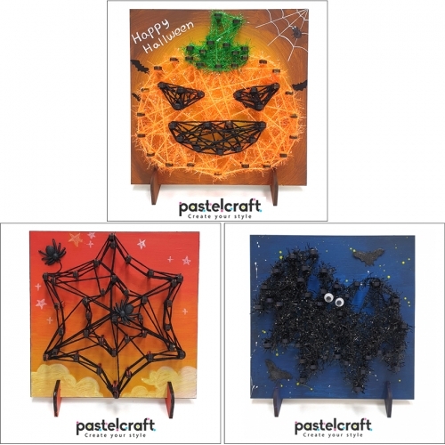 [파스텔클레이]스트링아트 할로윈 패키지 호박 박쥐 거미줄