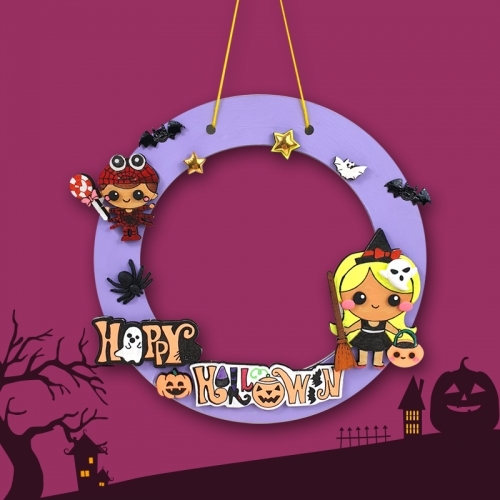 [파스텔클레이]우드 할로윈 리스 데코판 만들기