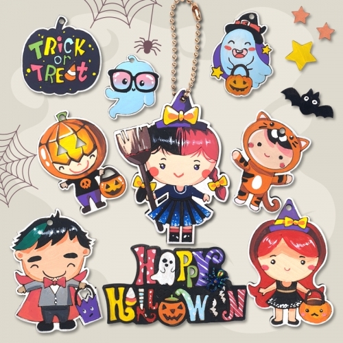 [파스텔클레이] 팬시 우드 해피 할로윈 모음 열쇠고리