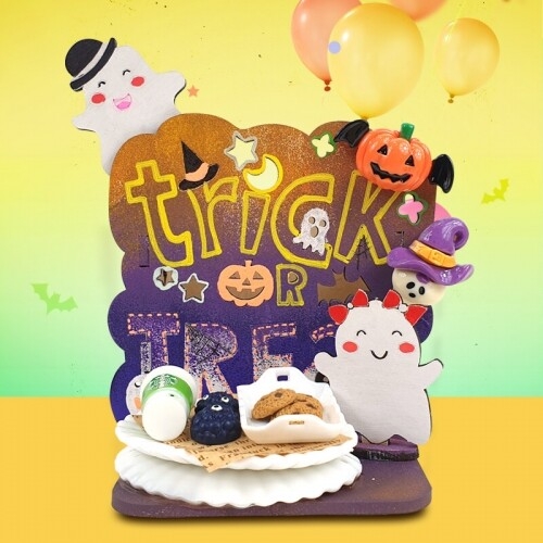 [파스텔클레이]우드 할로윈 레터링 유령 다용도 꽂이 만들기