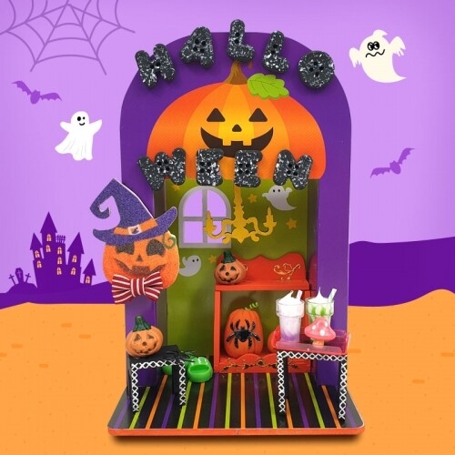 [파스텔클레이] 우드 배경판 16호 샹들리에 하우스 할로윈 만들기