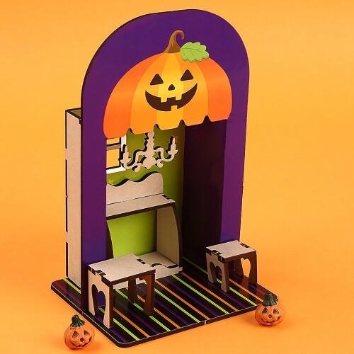 [파스텔클레이] 우드 배경판 16호 샹들리에 하우스 할로윈 만들기