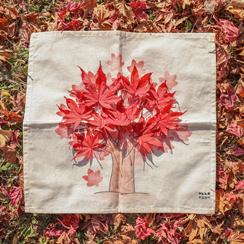[오늘놀이] 가을 나무 스탬프 염색 손수건(단풍/은행/낙엽도장 선택/패브릭패드 포함/광목 손수건/KC인증)