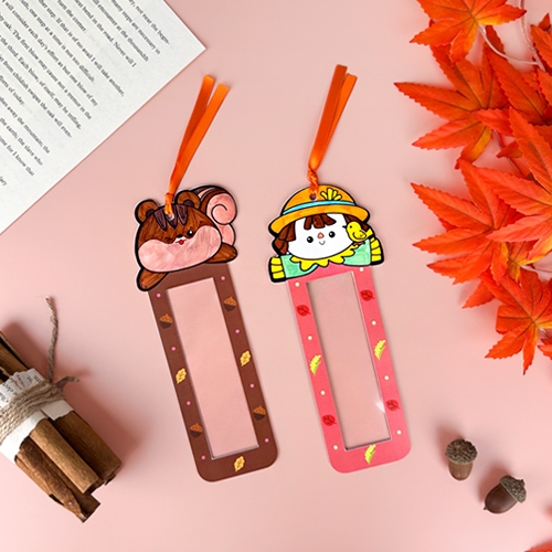 [오늘놀이] 가을 책갈피 2종 세트(허수아비/다람쥐/꾸미기 스티커 포함/KC인증)