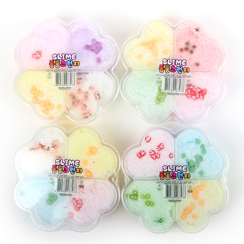 폼폼 크런치 슬라임 액체괴물 4색슬라임 주물럭 색상랜덤