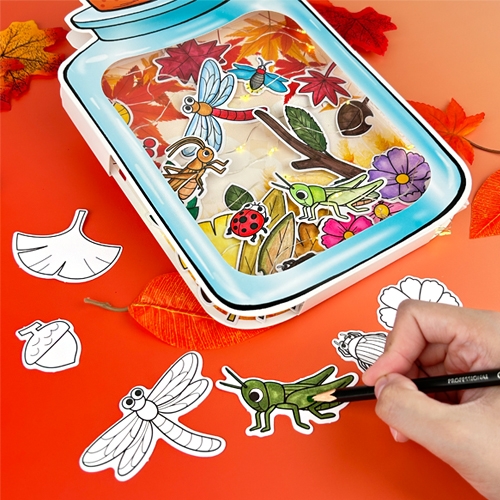 [오늘놀이] 컬러링 가을 보틀 램프(잠자리/단풍/가을곤충/LED램프 포함)