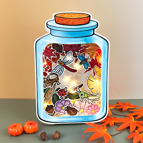 [오늘놀이] 컬러링 가을 보틀 램프(잠자리/단풍/가을곤충/LED램프 포함)
