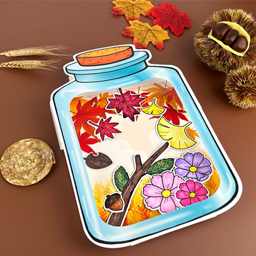 [오늘놀이] 컬러링 가을 보틀 램프(잠자리/단풍/가을곤충/LED램프 포함)