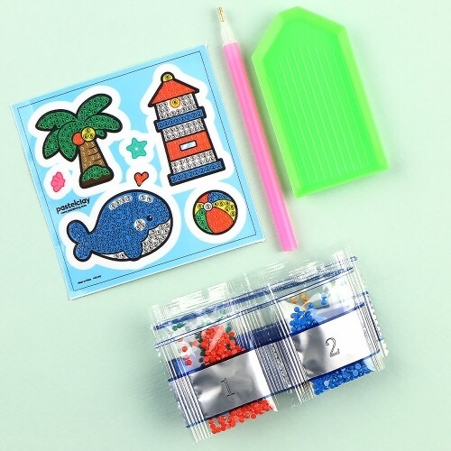 [파스텔클레이]보석십자수 접착식 바다 고래 등대 만들기