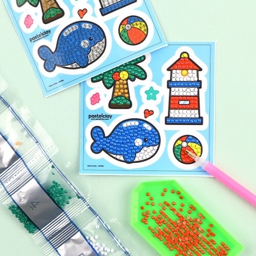 [파스텔클레이]보석십자수 접착식 바다 고래 등대 만들기
