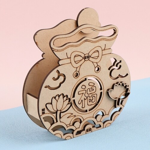 [파스텔클레이] 우드 연꽃 리본 복주머니 무드등 램프 꾸미기