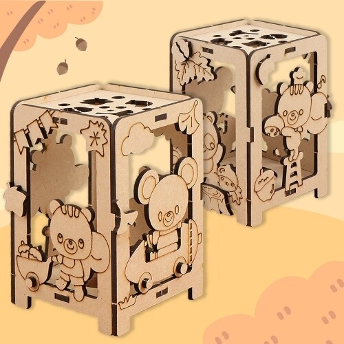 [파스텔클레이] 우드 연꽃 리본 복주머니 무드등 램프 꾸미기