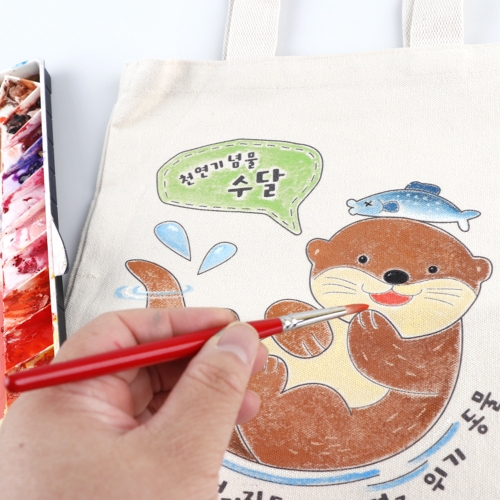 메이크문구 캔버스그림가방 지구사랑 수달