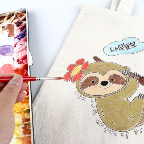 메이크문구 캔버스그림가방 지구사랑 나무늘보