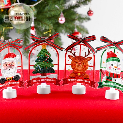 크리스마스 리본 보석십자수 무드등