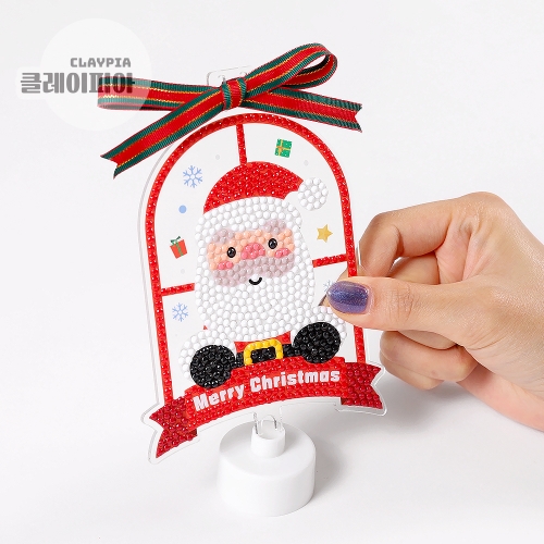 크리스마스 리본 보석십자수 무드등