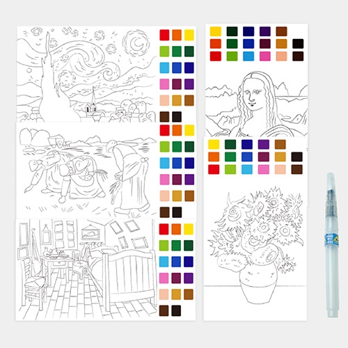 [두두엠] 수채화컬러링키트(워터브러쉬포함)