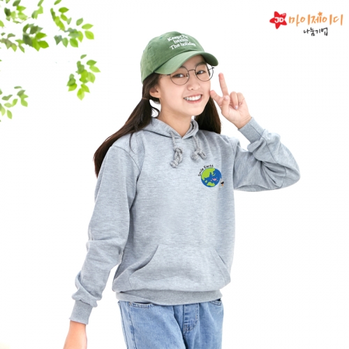 국내산 고급 특양면 후드 티셔츠 _지구를그려요(심플)아동 성인