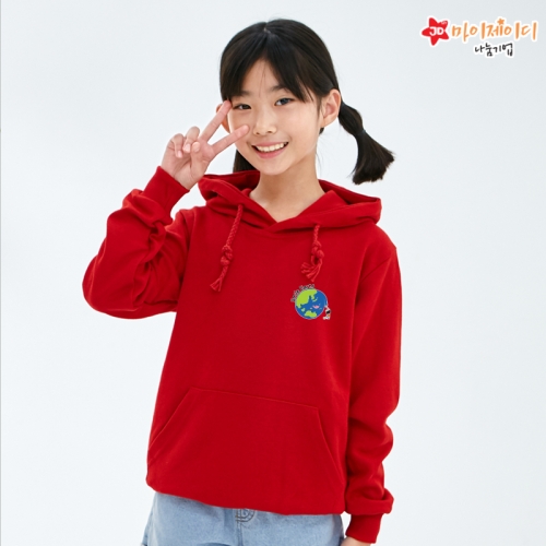 국내산 고급 특양면 후드 티셔츠 _지구를그려요(심플)아동 성인