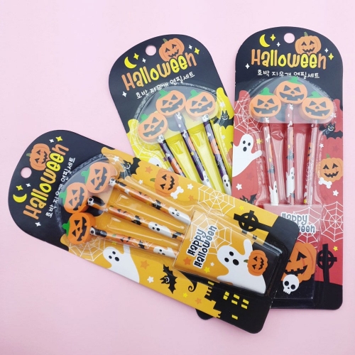 할로윈 호박 지우개 연필 3개세트 어린이집단체선물
