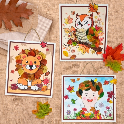 만들기 낙엽 스티커 입체 가을 액자 (3인용)