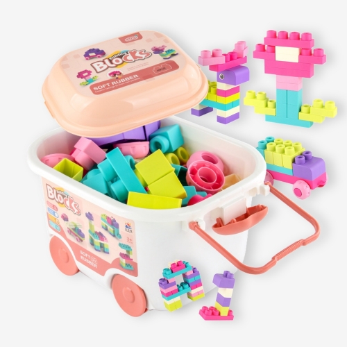 말랑이 소프트 블록 100pcs 세트 대용량 실리콘 블럭 어린이 유아 놀이