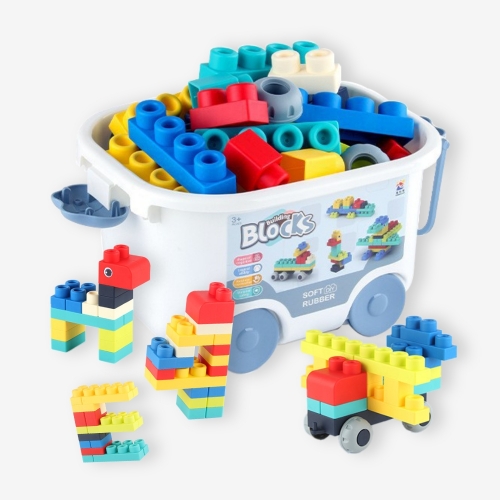 말랑이 소프트 블록 100pcs 세트 대용량 실리콘 블럭 어린이 유아 놀이