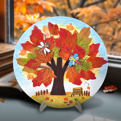 만들기 가을 단풍 나무 입체 원형 액자